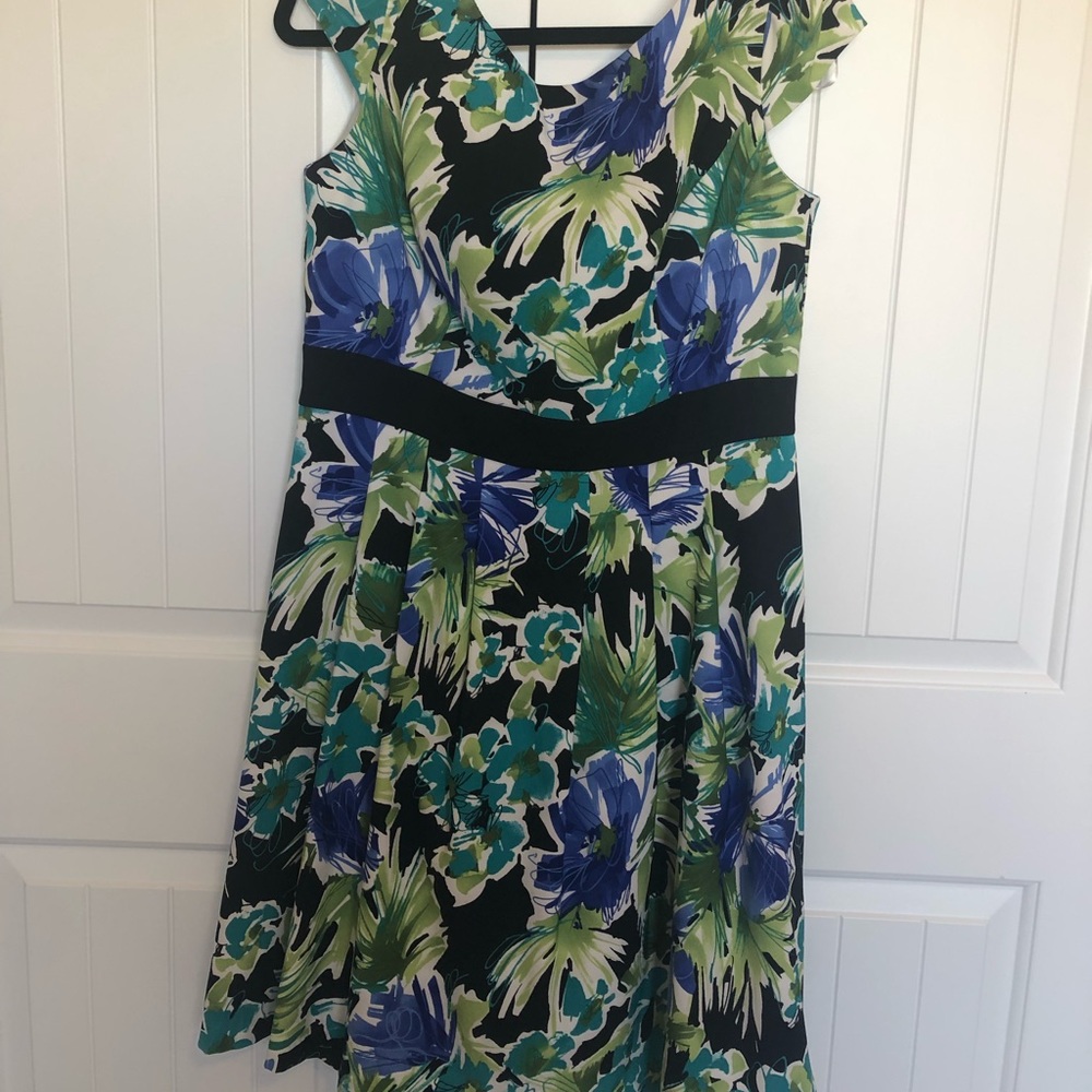 ABG dress Size 14 capped sleeves, pleated front & back at waist. Back zipper